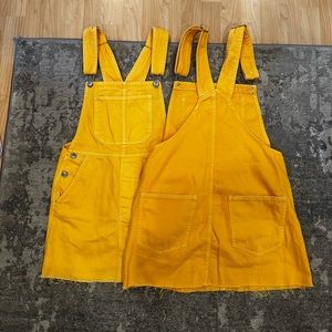 Bershka Yellow Denim Overall Dresses